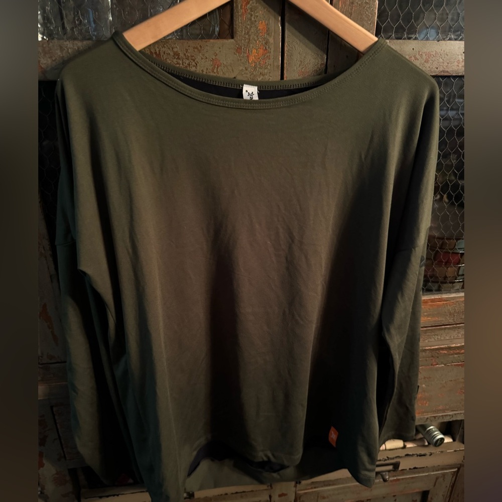 Green Crew Neck 3/4 Sleeve Sweatshirt